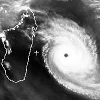 Изображение в полосе пропускания водяного пара: Тропический циклон Дина, Индийский океан